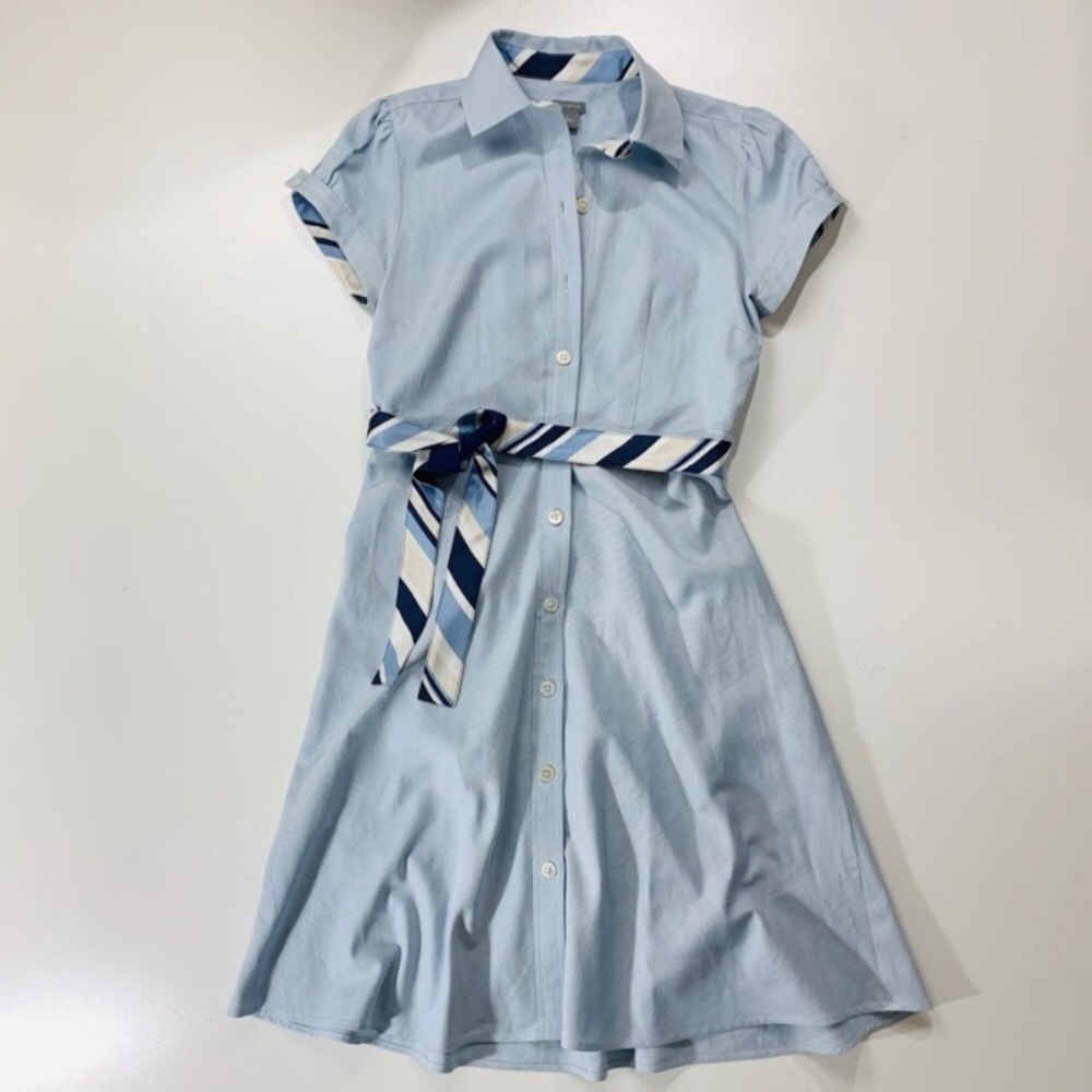 Ann Taylor Dress Button Down Waist Tie Sz 6 Petite